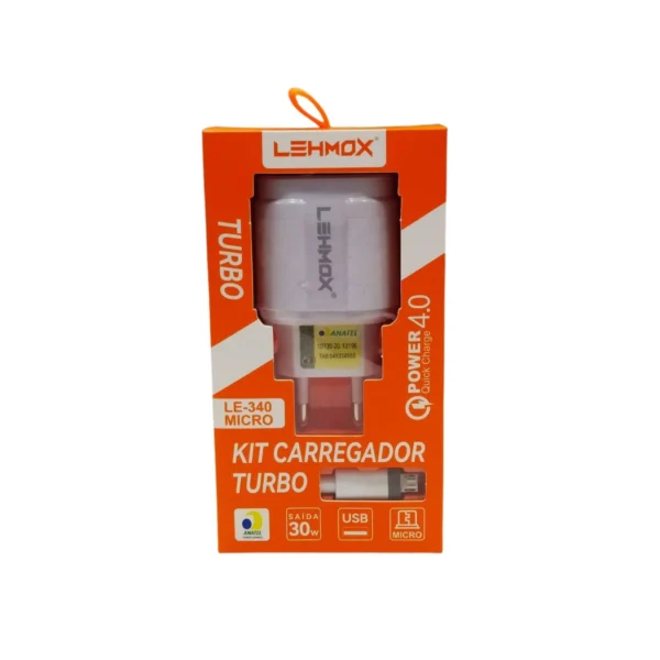 CARREGADOR MICRO USB TURBO 4.0 LEHMOX LE-340 MICRO